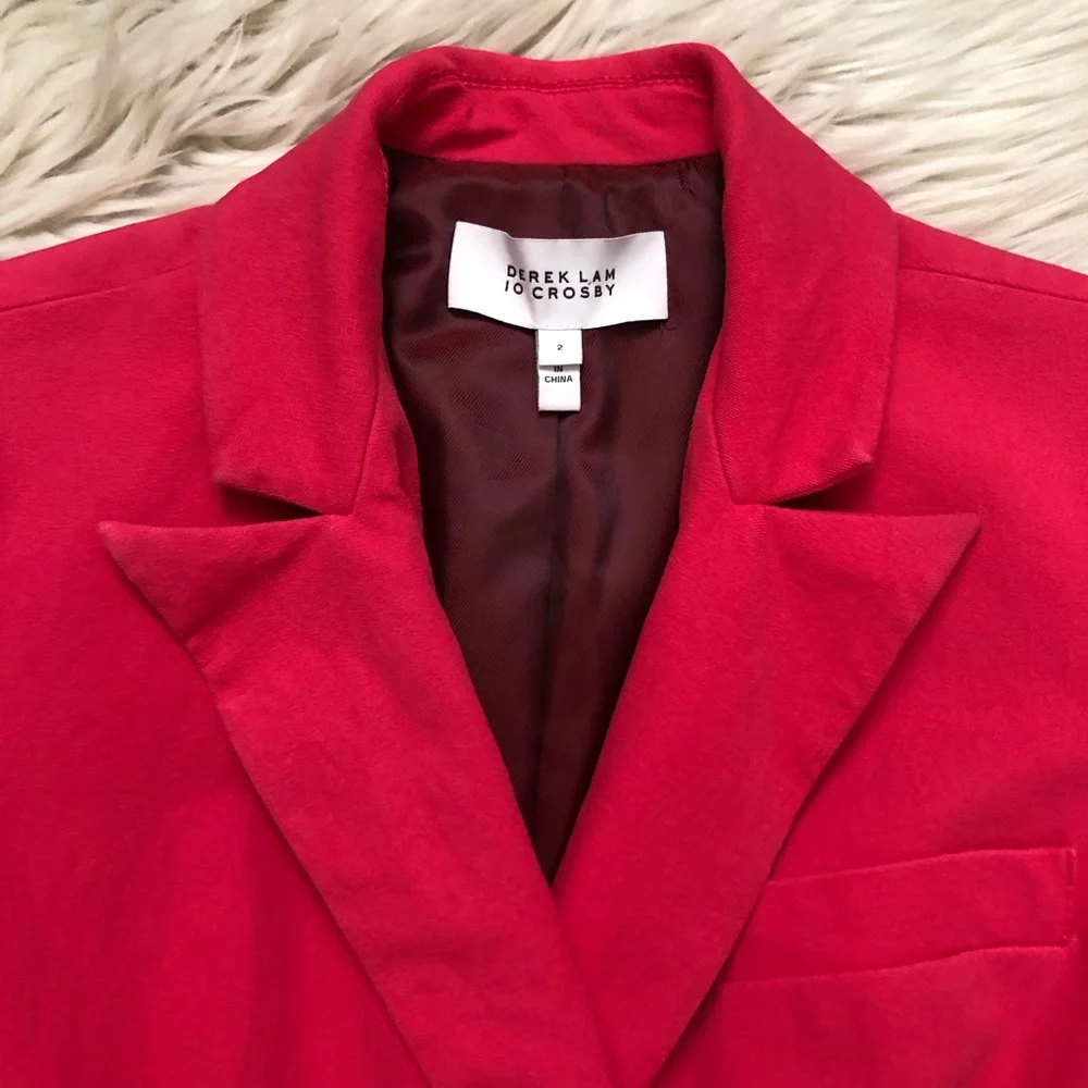 Derek Lam 10 Crosby Classic Double Breasted Fitted Red Fuchsia Blazer size 2